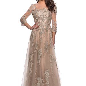 La Femme 27733SC Mother of the Bride Dress Nude size 10